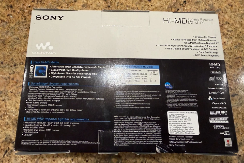 Sony HI-MD Portable Recorder MZ-M100 New In Box - Image 4 of 4