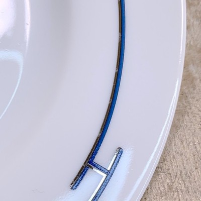Hermes Butter Bread Plate Rhythm Rythme Blue & Red Porcelain