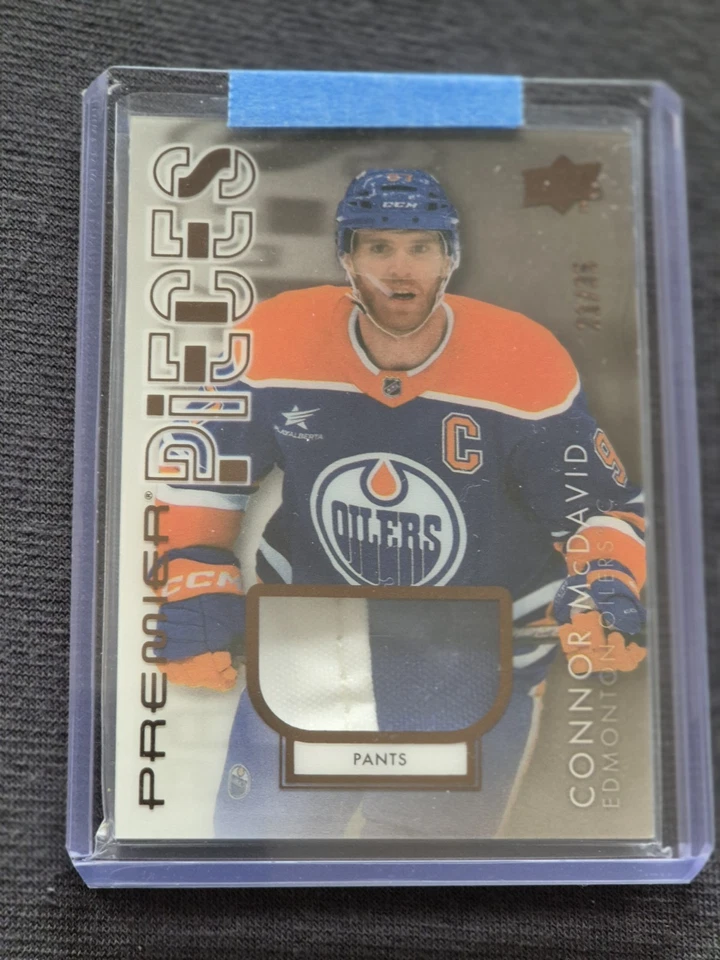 2024-25 Upper Deck Premier Connor McDavid Pieces Pants Game Used Mem /35 Oilers
