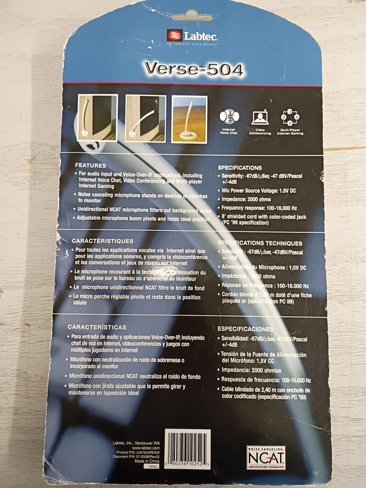 Labtec Verse-504 Desk Microphone For PC Voice Access, BRAND New - Image 2 of 3