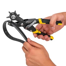 10" Leather Hole Punch Tool – Heavy Duty Rotary Belt Hole Puncher & Leather Punc