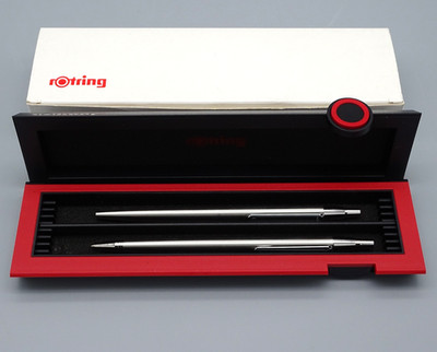 Vintage: rOtring 2er Schreibset im Etui + OVP; Kugelschreiber und Minenbleistift