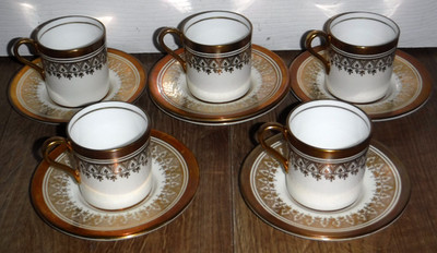 5er Set Aynsley Champagner Demitasse Dosen Tassen & Untertassen ~ Top