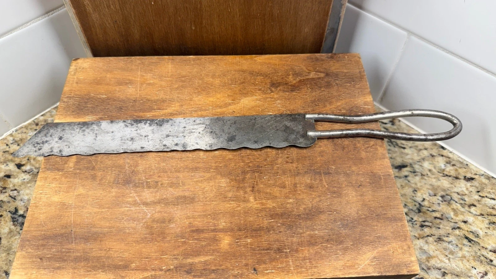Vintage CLIMAX USA Serrated Bread Knife Hand Forged Steel Primitive