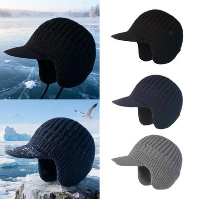 Wintermütze mit Ohrenschutz, gestrickte Wintermütze für Sport und