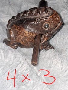 Hand Carved Wooden Wood Frog Percussion Musical Instrument 4” Inches Long