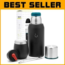 Gift-Ready Yerba Mate Kit: Stainless Steel Gourd, Straw & Thermal Flask Inside