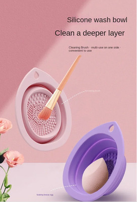 Silicone Foldable Makeup Brush Cleaning Bowl Portable Makeup Brush Cleaner