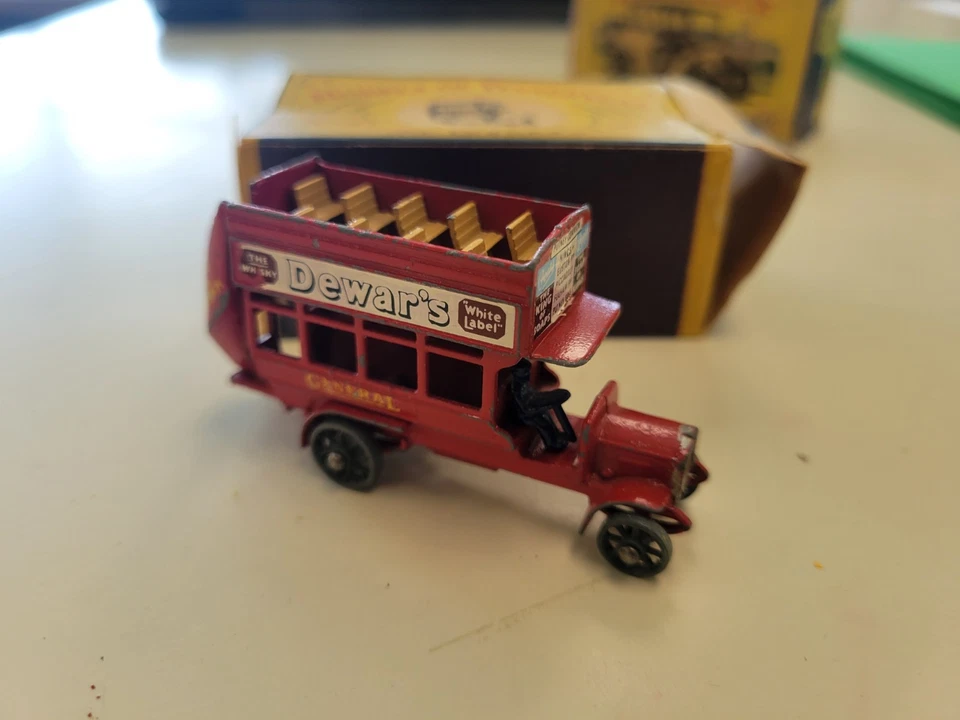 Matchbox Lesney Models of Yesteryear #2 Autobús de dos pisos en caja Dewar's Foto 2 de 4