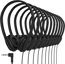 10 Pack Bulk Wired On-Ear Leather Headphones with 3.5mm Connector Black