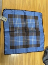 Paul Stuart Blue/Brown Silk Pocket Square
