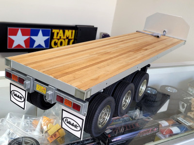 Custom 3-Axles Tamiya 1/14 Semi Flatbed Trailer Tractor +Motorized