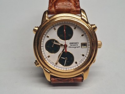 Seiko 7t32 6G10 Herrenuhr Chronograph Vintage Chrono Quarz (Batterie) 36mm