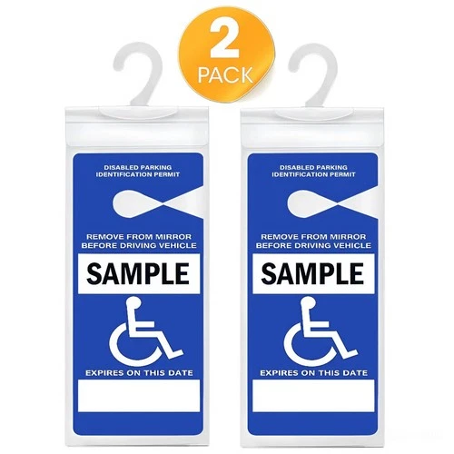 2-Pack Clear Protective Cover for Disabled Parking Placard Hanging Sleeve Holder