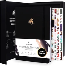 Clever Fox Planner Premium Edition – Undated A5 (5.8'' x 8.3''), Black 