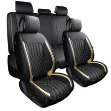 Universal Car Seat Covers Full Set Leather Seat 5 PCS Full Set Black-Gold
