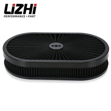 For 5-1/8 Carb Neck Flow-Thru Lid Universal 15" Oval Air Cleaner Filter Assembly