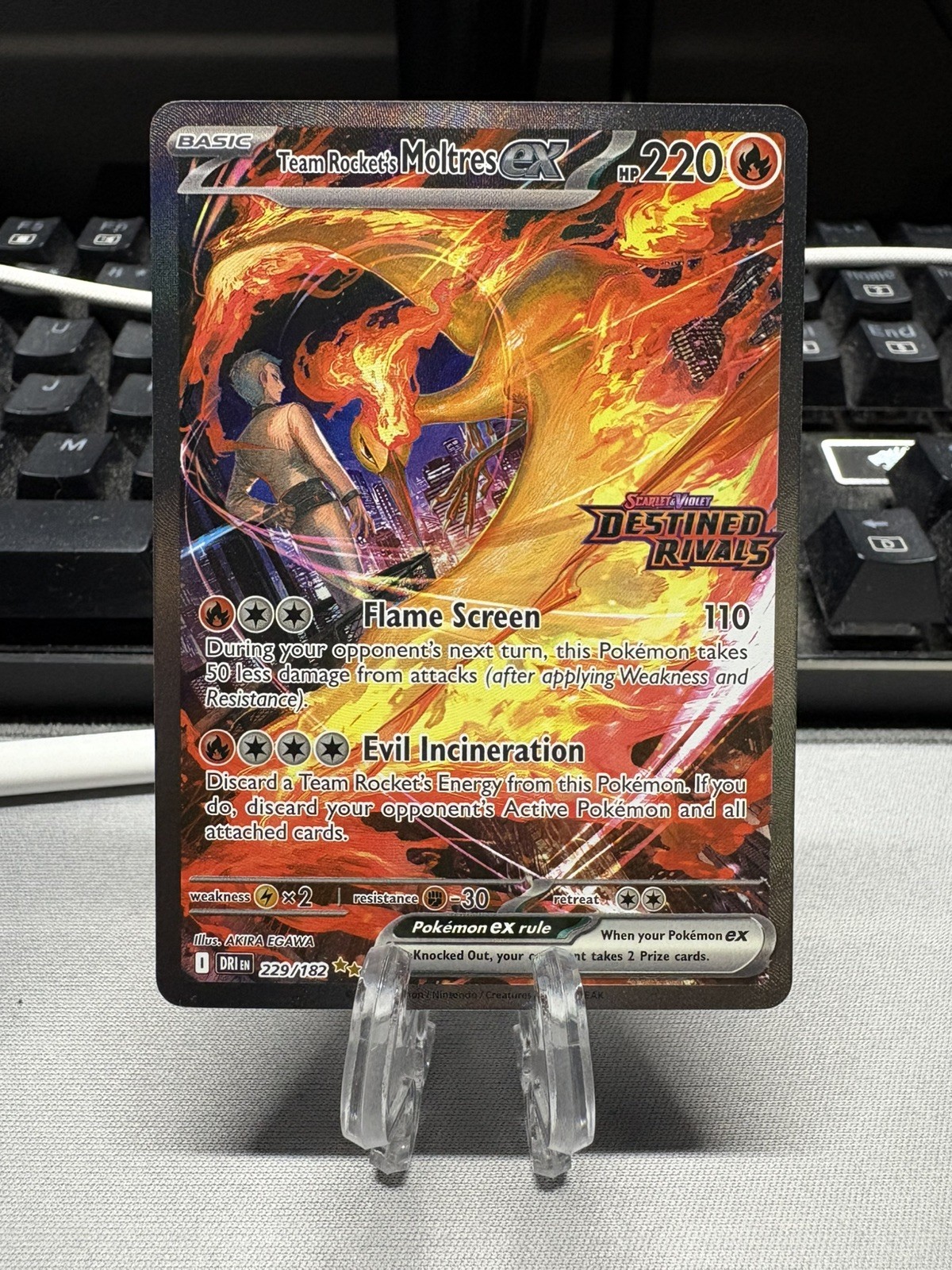 Team Rocket's Moltres ex - (Destined Rivals Stamp) 229/182 Pokemon