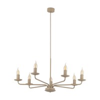 Kronleuchter Esszimmer Stahl E14 7-Flammig Beige Retro Kerzen B:72 Cm HäNgelampe