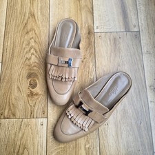 HERMES RIVOLI LEATHER FLAT MULES SIZE 38 EU, 7.5 US, 5 UK