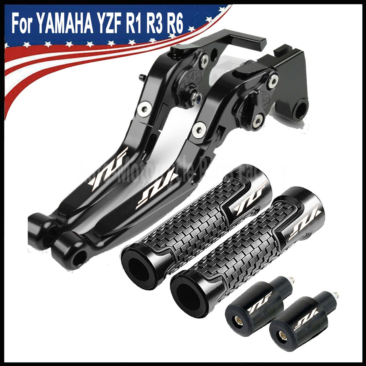 For YAMAHA YZF R1 R3 R6 Brake Clutch Levers Handlebar and Hand Grips End Caps