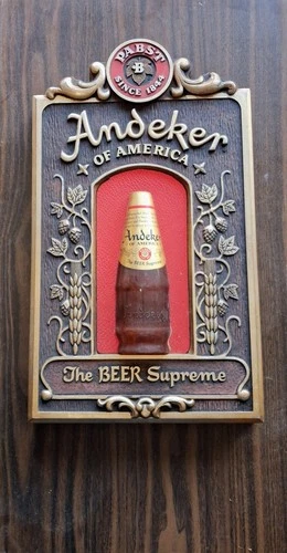 Pabst Andeker Of America Vintage Beer Sign 18”x 10”! Very Good Condition L@@K!!