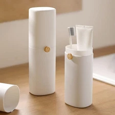 White Ventilated Toothbrush Holders with Twist Lock, Leakproof Travel Toothbr...