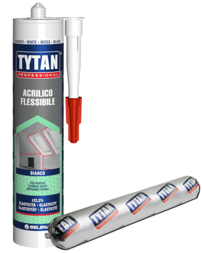 Silicone acrilico flessibile verniciabile bianco elastico 300ml TYTAN 6 PEZZI