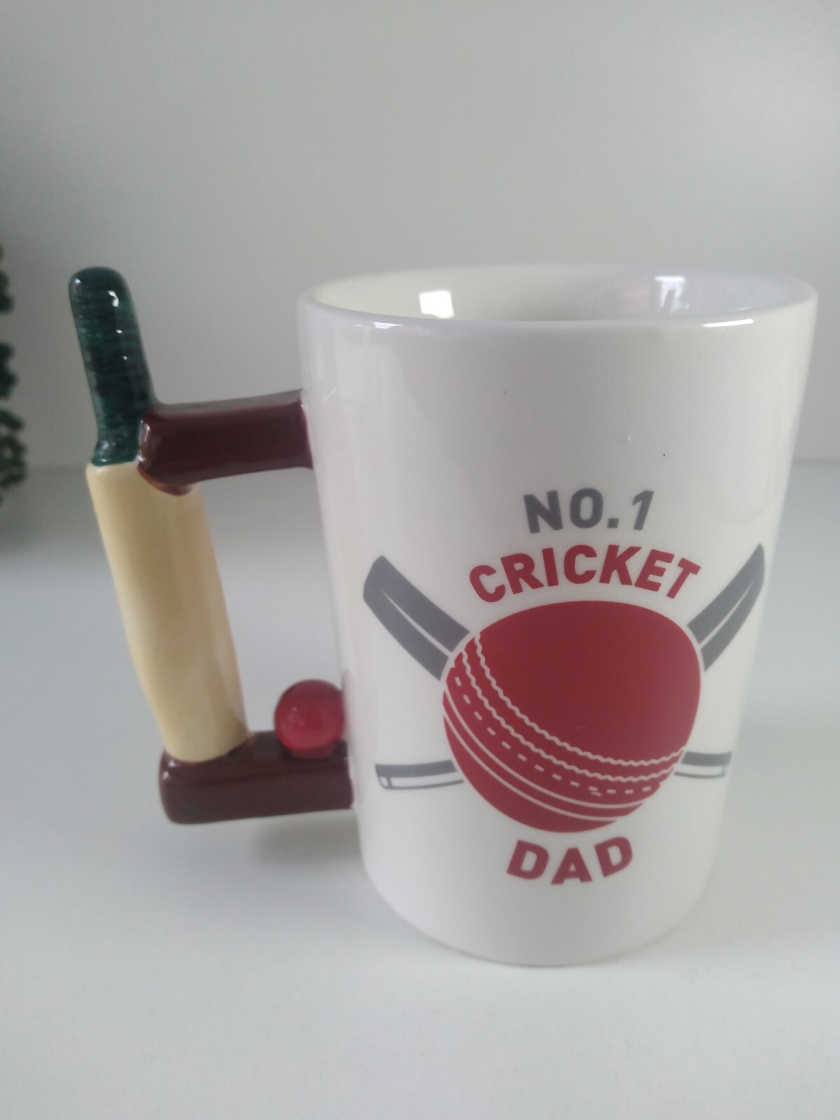 Cricket Dad Father Mug No.1  Parent Bat & Ball Handle Birthday Gift Novelty