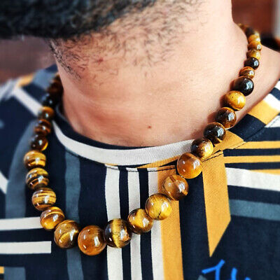 Men's 502 Cts Earth Mined Golden Tiger Eye Round Shape Beads Men's 502 Cts Earth Mined Golden Tiger Eye Round Shape Beads