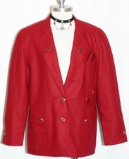 STEINBOCK RED Women BOILED WOOL Austria Designer Winter Dress JACKET / 42 14 L