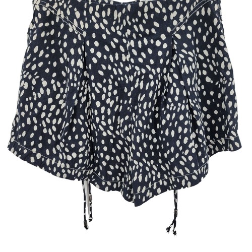 Free People Bennett Shorts 6 Black Polka Dot Wide Baggy Corset Pockets Cotton - Picture 7 of 12