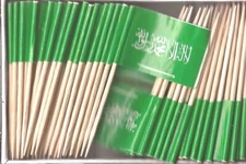 Box of 100 Saudi Arabian Toothpick Flags, 100 Small Mini Flag Cupcake Picks