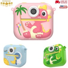Kids Instant Print Camera 1080P HD Toy Gift Dinosaur Photo Video Recorder