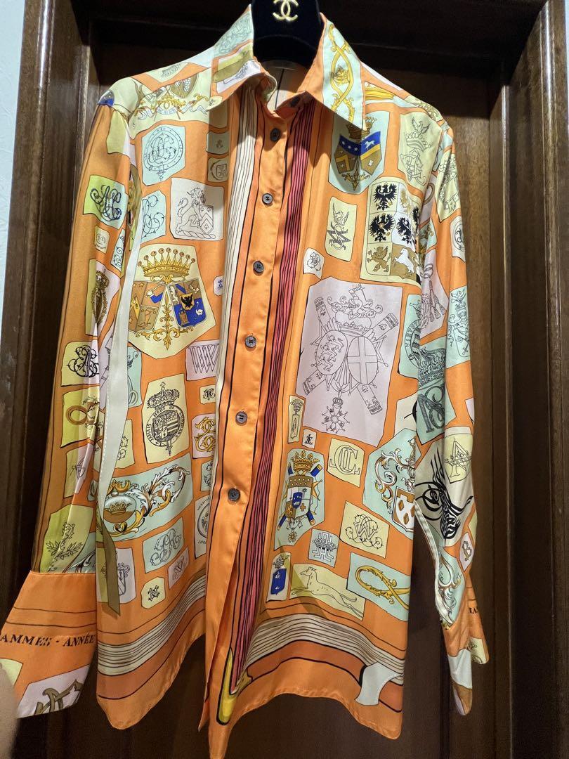 【HERMES】1990s All Pattern Silk L/S Shirt HERMES】1990s All Pattern Silk L/S Shirt HERMES 1990s All