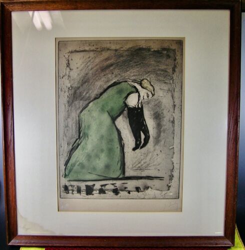 Original Colored Etching JEAN AUSCHER Numbered and Signed, Framed, Gay Interest