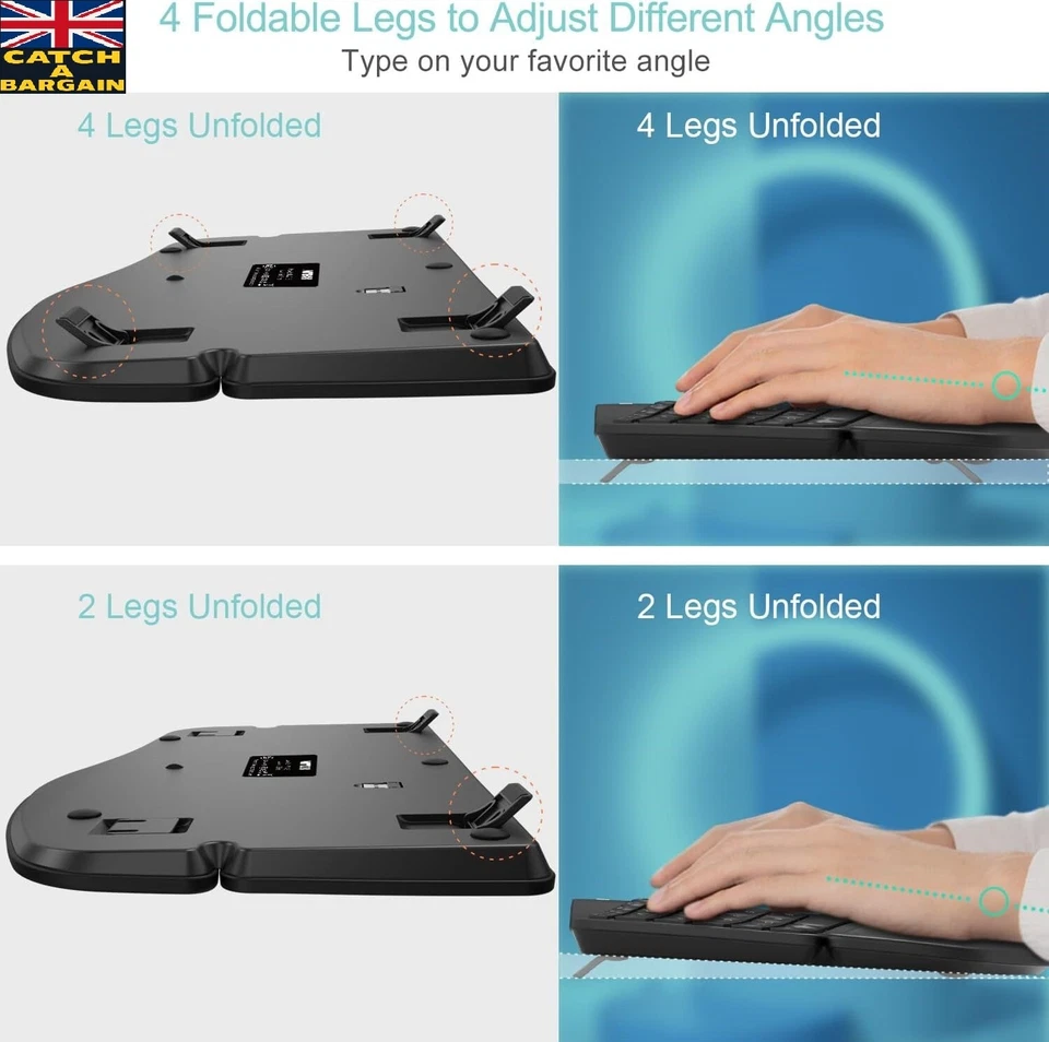 Arteck HW315 Split Ergonomic 2.4G USB Wireless Keyboard with Cushion Pad (E749) - Image 2 of 4