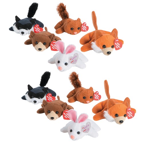Fun Express Bulk Mini Stuffed Animal Assortment Valentine Exchanges with Card fo