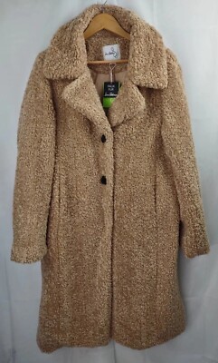 Sam Edelman Notch Collar Single-Breasted Maxi Teddy Coat Size