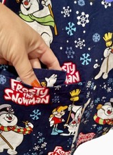 Frosty the Snowman Scrub Top Womens Large Navy Blue Christmas Medical Pockets