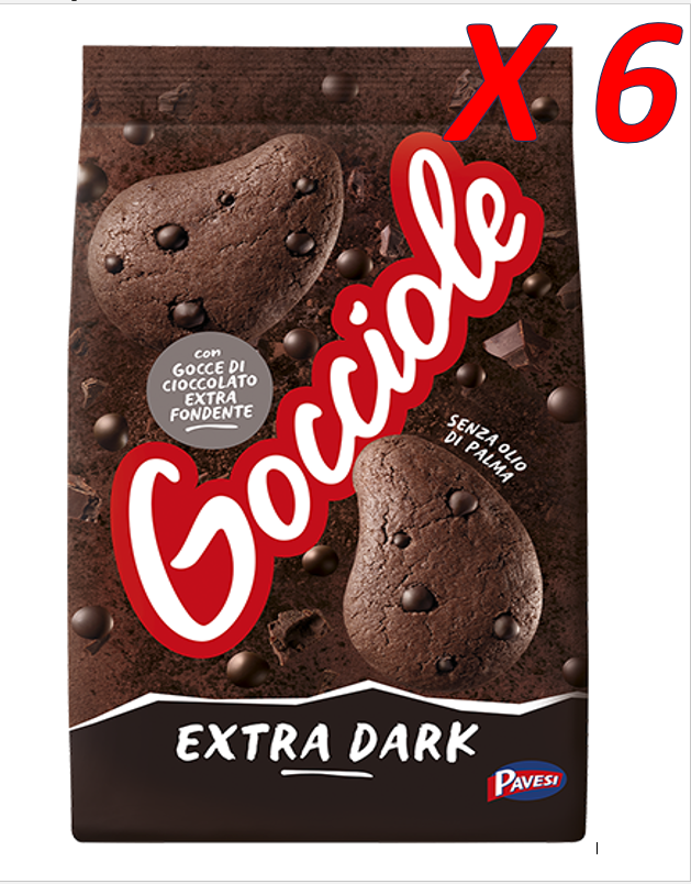 PAVESI GOCCIOLE EXTRA DARK cocoa biscuits with chocolate 6 x 400 g (2,4 KG)