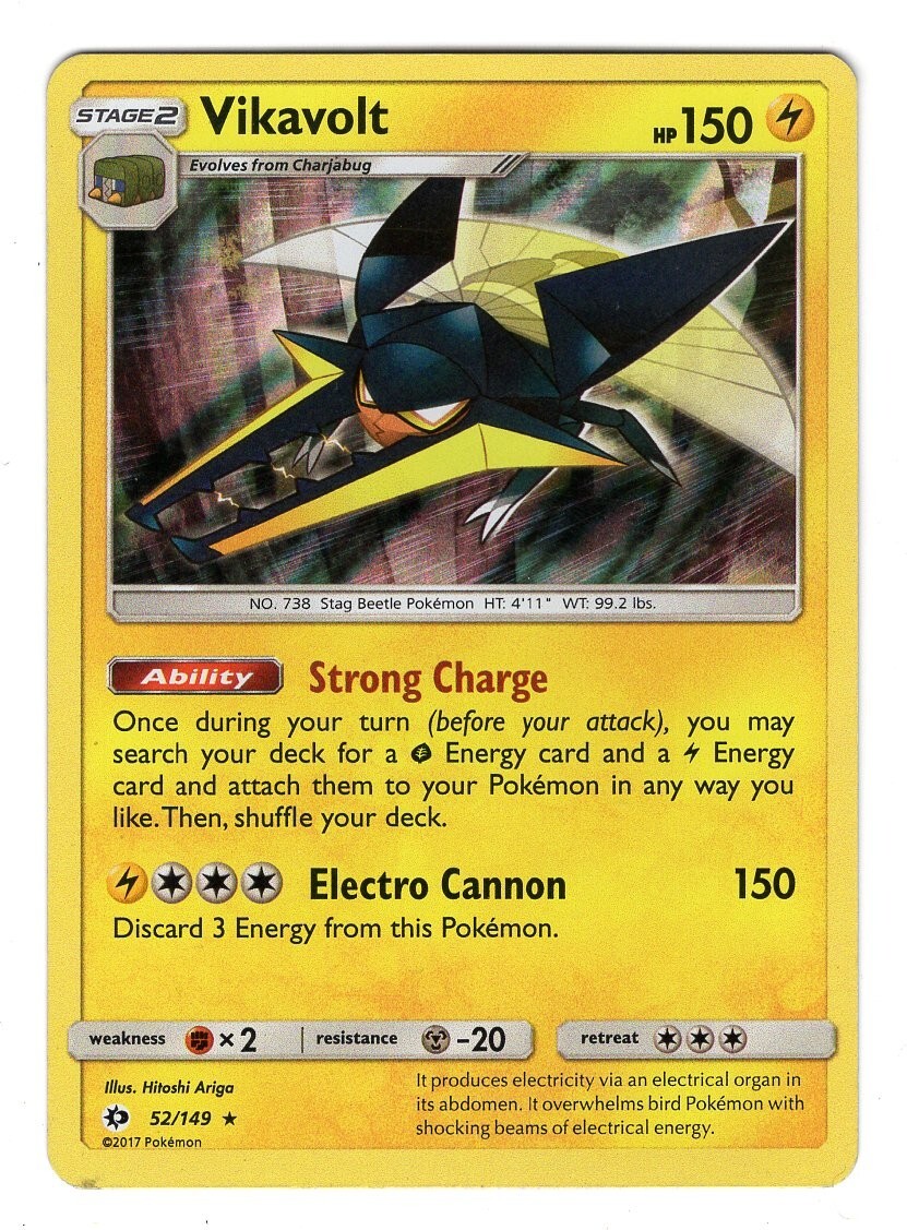 Pokemon TCG Vikavolt Sun & Moon Base Set 52/149 Holo Rare Card LP-NM