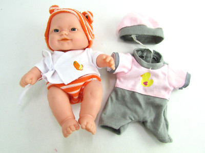 Small 8'' Doll by Ming Ming #0034 Imprinted on Back of Doll with Extra Clothing