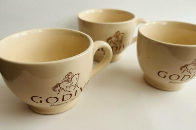 New Godiva Belgian Cups Mugs Hot Chocolate Coffee Stoneware