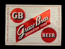 Original Vintage Grace Bros Bavarian Type Beer Label CA