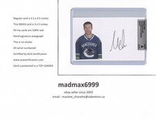 Mattias Ohlund Vancouver Canucks AUTOGRAPH AUTO SIGNED INDEX HOCKEY CARD COA