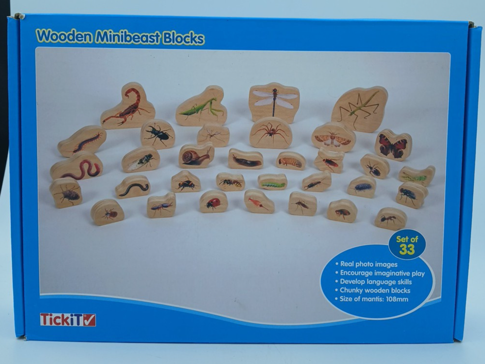 TickiT Wooden Minibeasts Blocks Toy Set of 33. H11