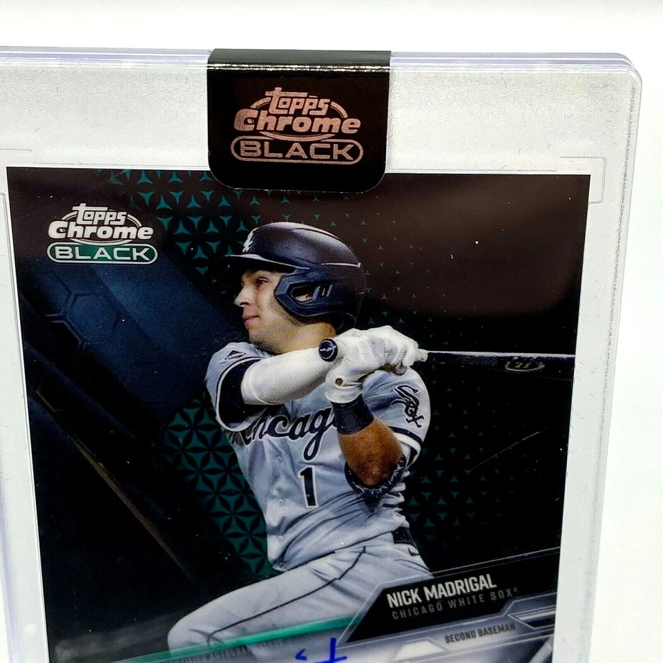 NICK MADRIGAL /99  2021 Topps Chrome Black ROOKIE Encased ON CARD Auto  RC - Image 4 of 4
