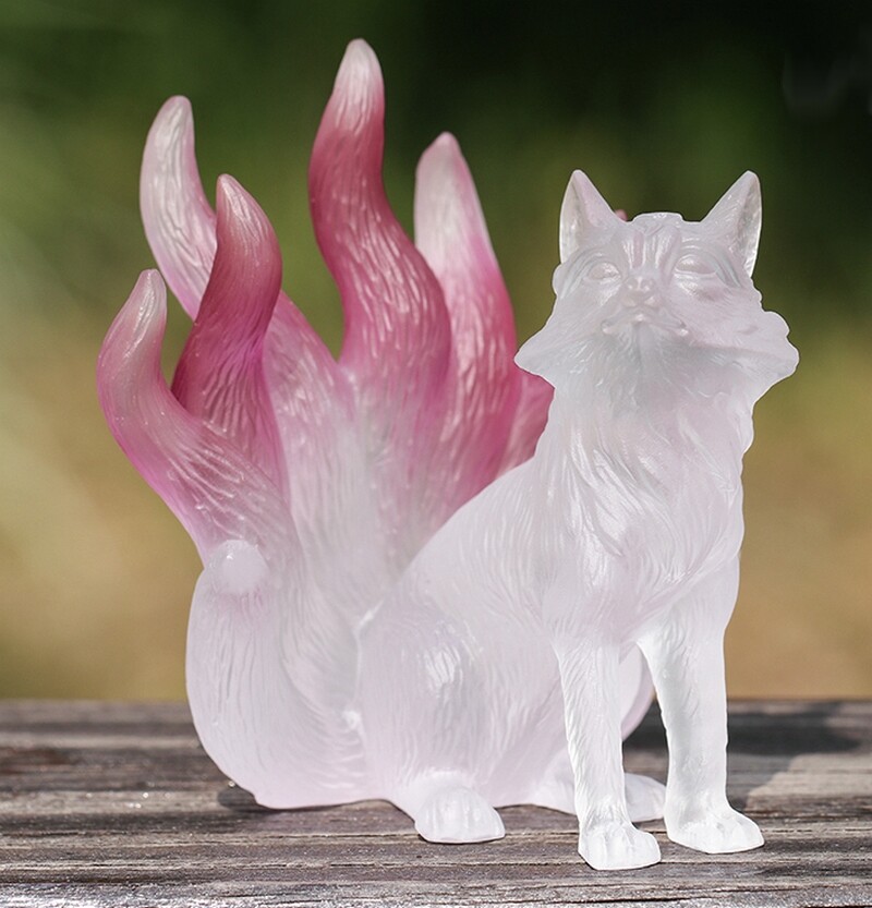 Liu Li Crystal Nine Tailed Fox Fairy Statue Love Marrage Bedroom