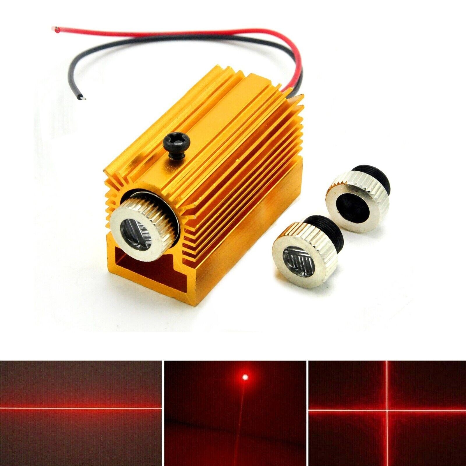 Red Dot Line Cross 650nm 200mW Focusable Laser Diode Module 12x45mm Heatsink